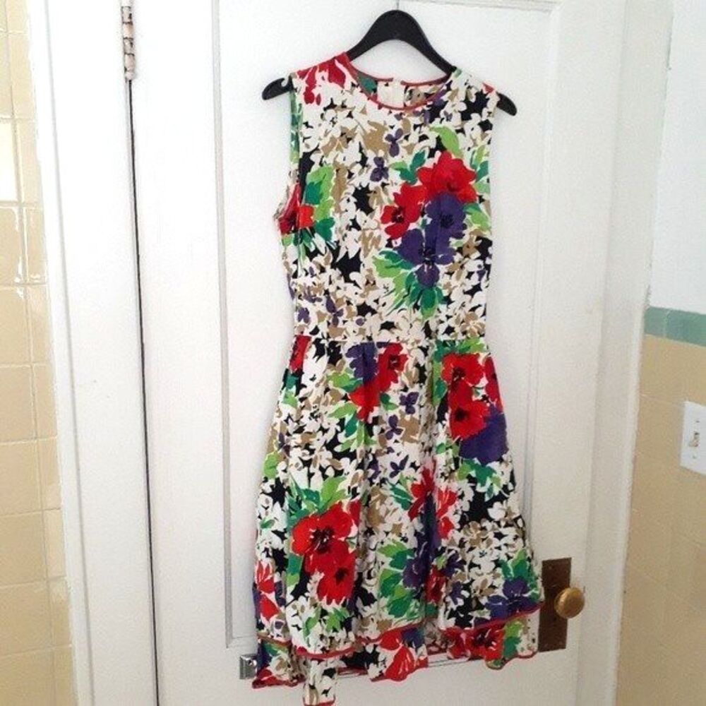 Elegance Vintage dress couture floral 60s dress designer 4 s small mid century